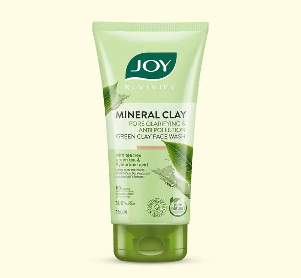 Joy Tea Tree & Green Tea Mineral Clay Pore Clarifying Face wash. Cleanses, Removes Blackheads, Wrinkles, Acne, Dark Spots, Blemishes, Dullness, Firms, Make skin Young, Smooth, Soothes & Unclog Pores.
