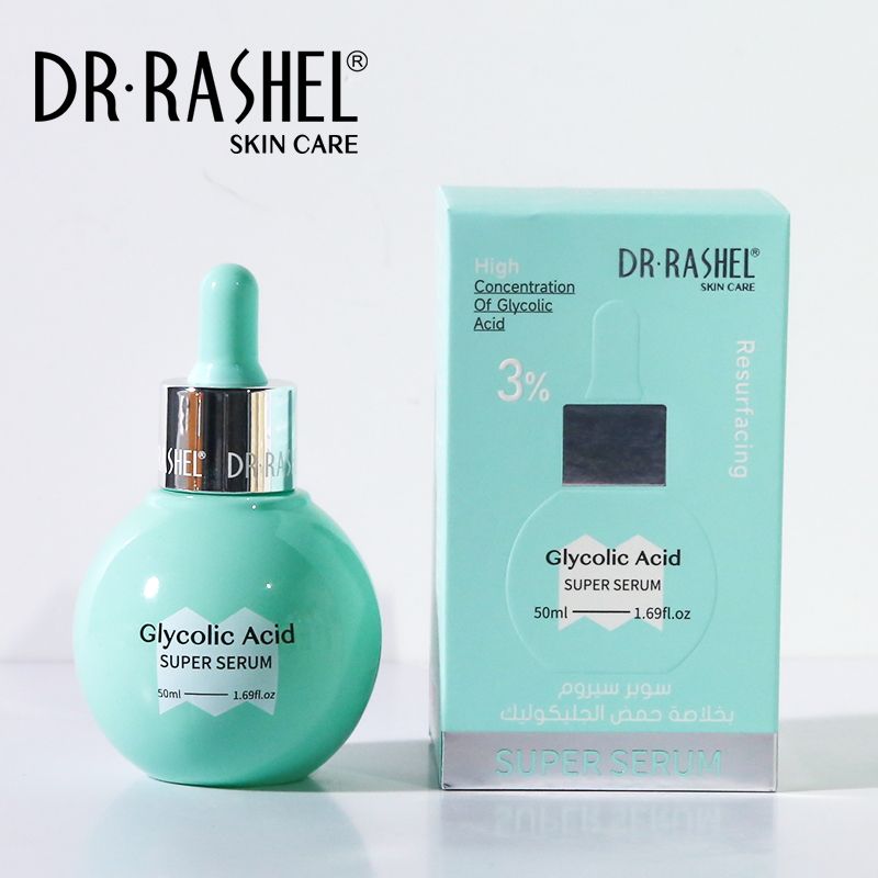 Dr Rashel Glycolic Acid Super Serum. Moisturizes, Prevent Acne, Exfoliates, Resurfaces, Fades Acne Marks, Pigmentations, Glows, Beautifies, Make skin Young, Brightens, Is Anti-Aging & Smooths