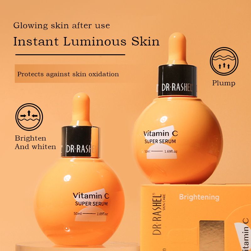 Dr Rashel Vitamin C Super Serum. Moisturizes, Evens the skin tone, Brightens, Prevents skin Aging, Fades Dark Spots, Hyperpigmentations, Wrinkles, Smooths Fine Lines, Shines, Revives, Firms & Soothes