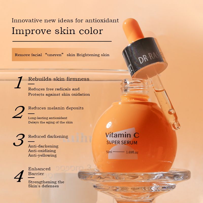 Dr Rashel Vitamin C Super Serum. Moisturizes, Evens the skin tone, Brightens, Prevents skin Aging, Fades Dark Spots, Hyperpigmentations, Wrinkles, Smooths Fine Lines, Shines, Revives, Firms & Soothes