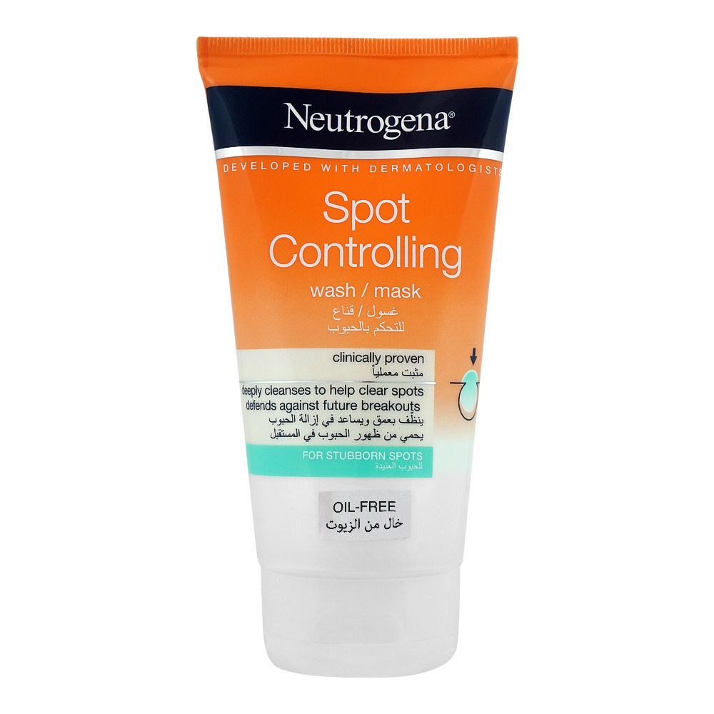 Neutrogena Spot Controlling 2in1 Face Wash/Mask with Salicylic Acid Deeply Cleanses, Removes Spots, Prevent Future Breakouts, Smooths, Make skin Clear & Removes Impurities