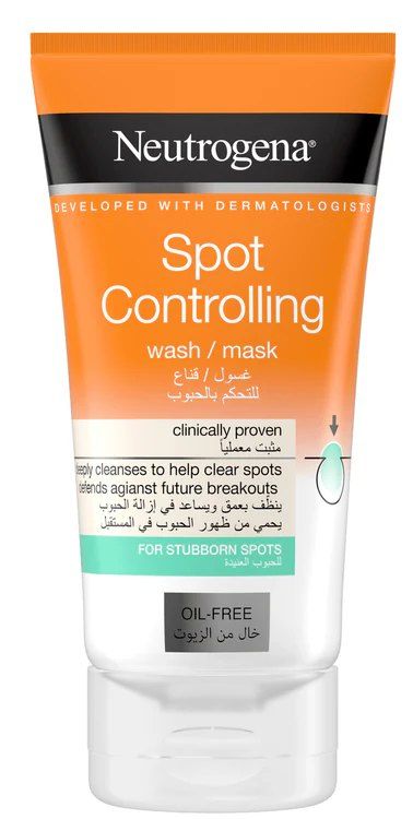 Neutrogena Spot Controlling 2in1 Face Wash/Mask with Salicylic Acid Deeply Cleanses, Removes Spots, Prevent Future Breakouts, Smooths, Make skin Clear & Removes Impurities