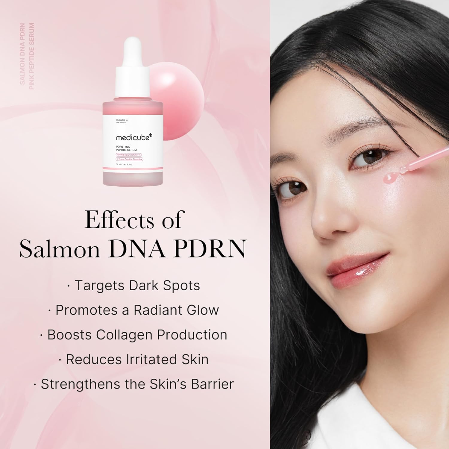Medicube PDRN Pink Peptide Glow Serum with Niacinamide. Moisturizes, Glows, Smooth Wrinkles & Fine Lines, Fades Dark Spots, Boosts Collagen Production, Skin Elasticity, Firms, Brightens & Soothes