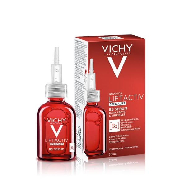 Vichy Niacinamide(B3), TXA & Glycolic Acid Face Serum for Dark Spots & Wrinkles. Removes Dark Spots, Wrinkles, Evens the skin Tone, Exfoliates, Fades Hyperpigmentations, Moisturizes and Unifies.