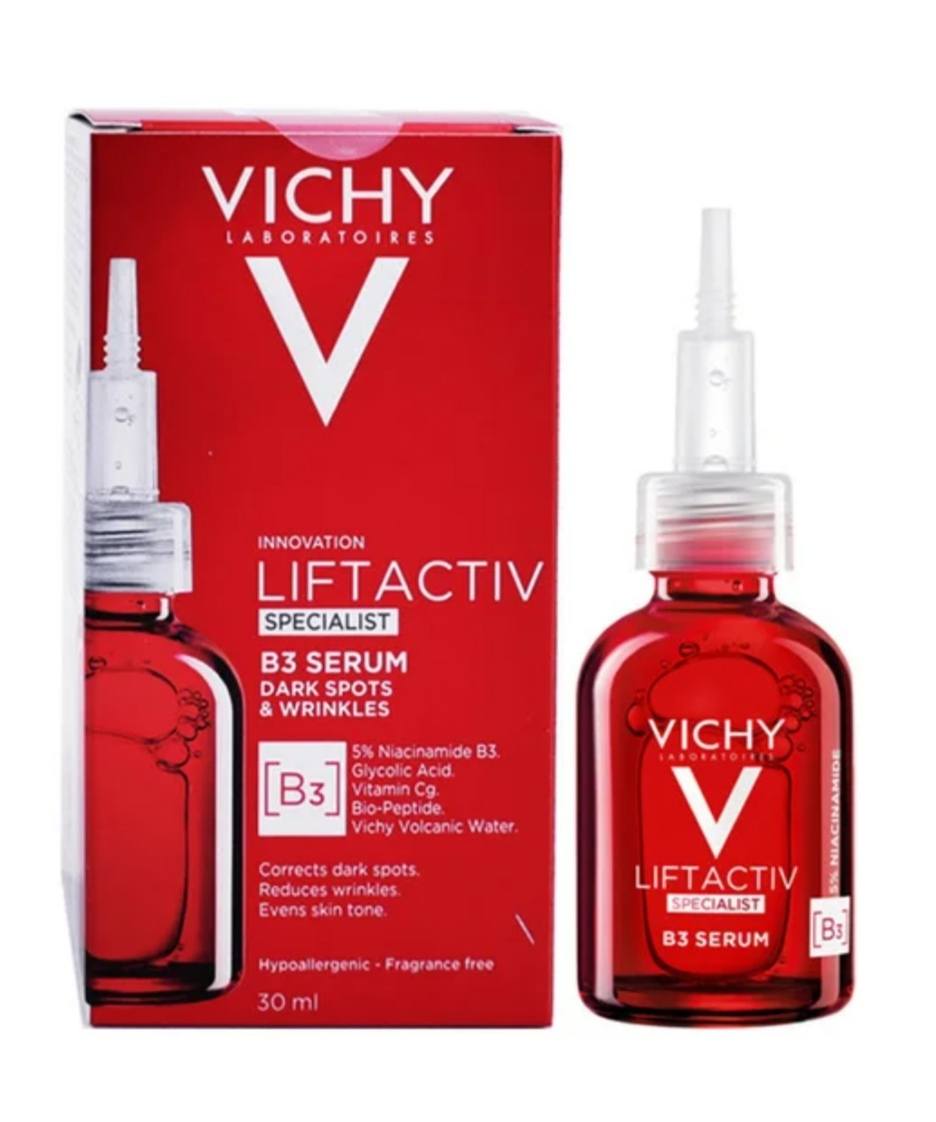 Vichy Niacinamide(B3), TXA & Glycolic Acid Face Serum for Dark Spots & Wrinkles. Removes Dark Spots, Wrinkles, Evens the skin Tone, Exfoliates, Fades Hyperpigmentations, Moisturizes and Unifies.