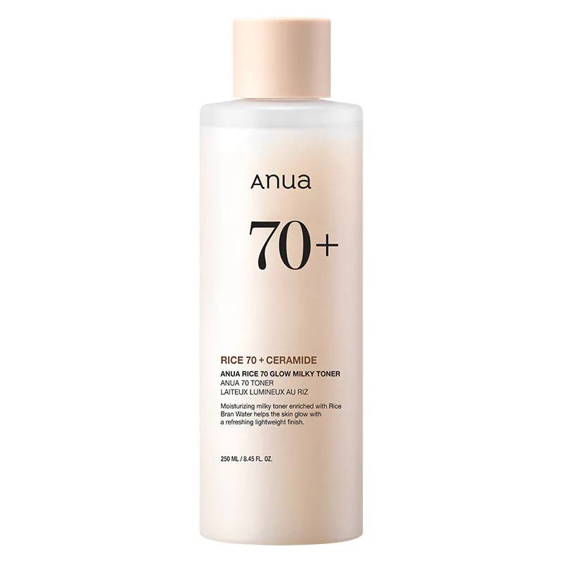 Anua Rice 70 Glow Milky Toner with Niacinamide. Brightens, Evens the skin tone, Smoothens, Moisturizes,Gives a Glowing Glass Skin, Clarifies, Reduce excess oil & sebum and Promotes a radiant look