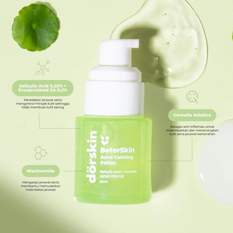 Dorskin Acne Calming Potion with Salicylic Acid, Niacinamide & Centella Asiatica. Treats Acne, Pimples, Removes Acne Marks, Bruising, Moisturizes, Calms, Soothes & Relieves