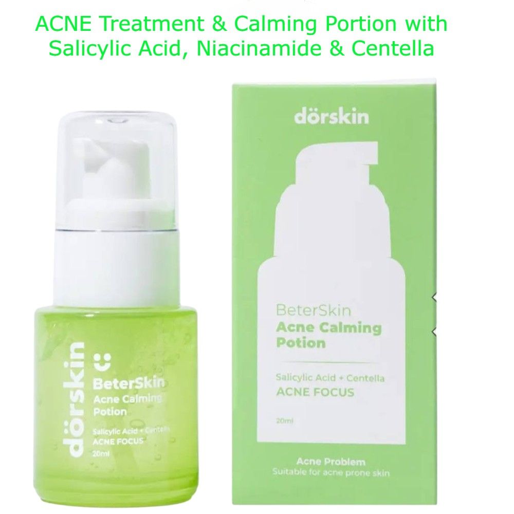 Dorskin Acne Calming Potion with Salicylic Acid, Niacinamide & Centella Asiatica. Treats Acne, Pimples, Removes Acne Marks, Bruising, Moisturizes, Calms, Soothes & Relieves