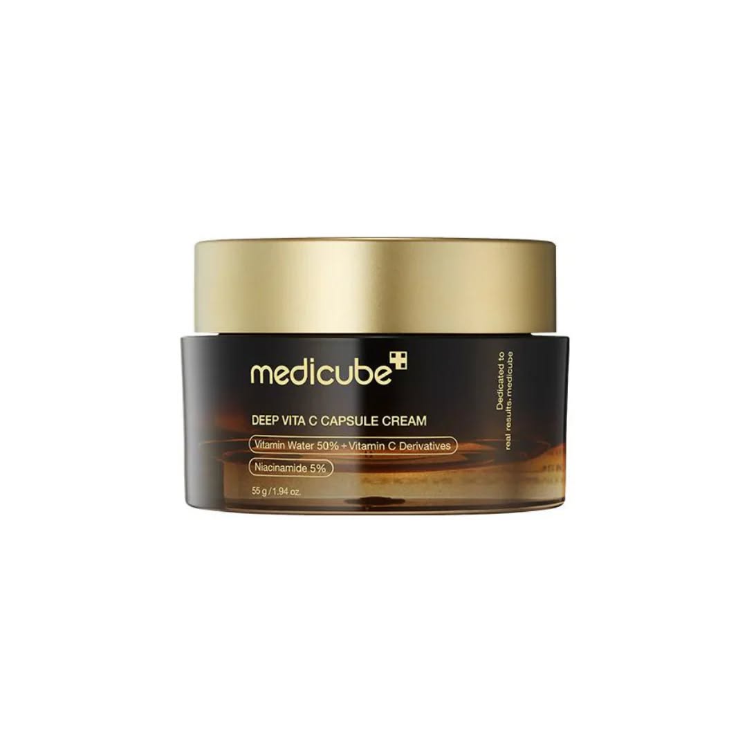 Medicube Deep Vita C Capsule Cream with Niacinamide & Apha arbutin. Moisturizes, Fade Dark Spots, Pigmentations, Acne Marks, Blemishes, Brightens, Evens, Firms, Improve Elasticity & give a Glass Glow