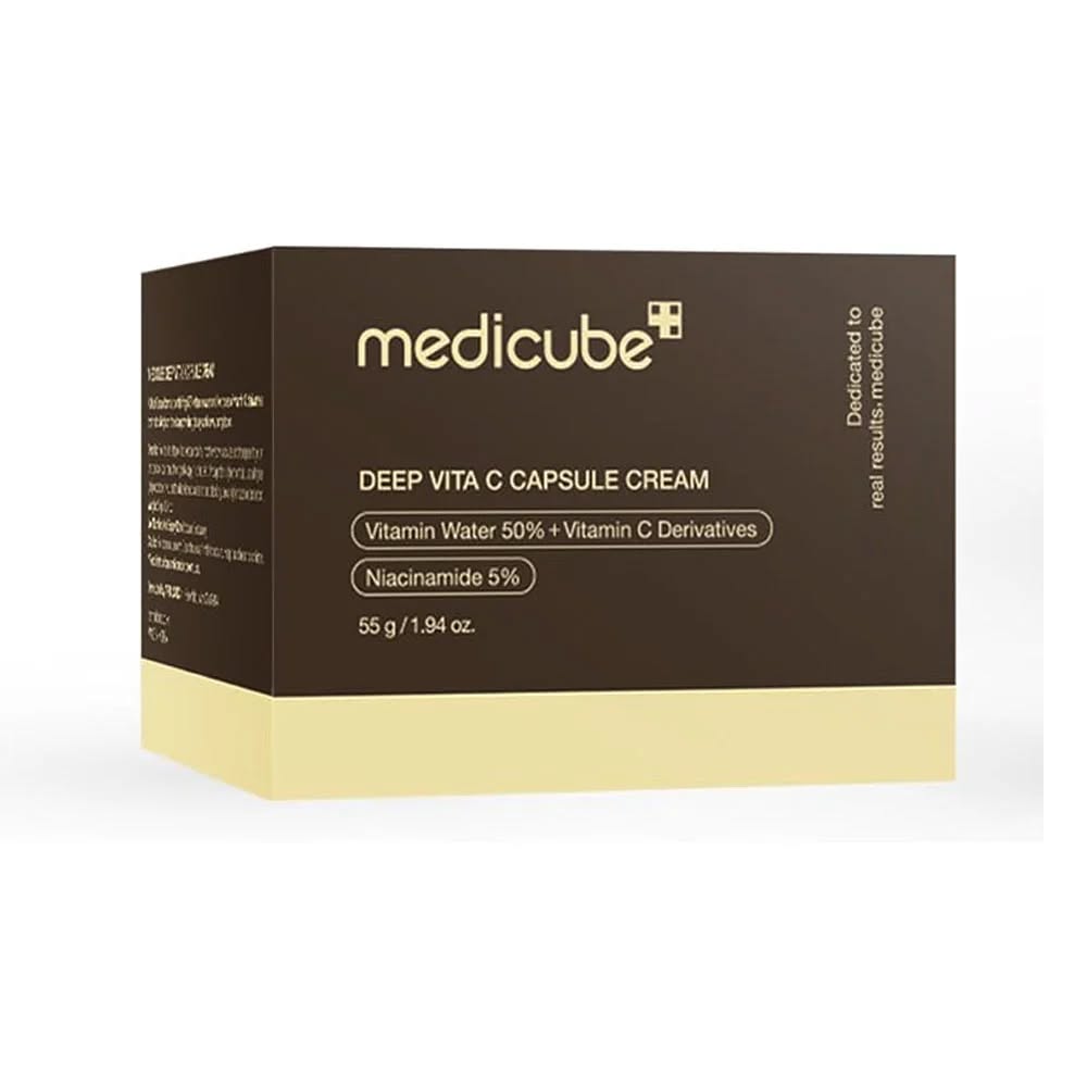 Medicube Deep Vita C Capsule Cream with Niacinamide & Apha arbutin. Moisturizes, Fade Dark Spots, Pigmentations, Acne Marks, Blemishes, Brightens, Evens, Firms, Improve Elasticity & give a Glass Glow