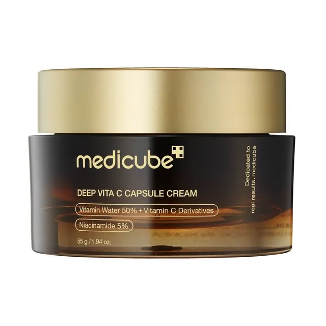 Medicube Deep Vita C Capsule Cream with Niacinamide & Apha arbutin. Moisturizes, Fade Dark Spots, Pigmentations, Acne Marks, Blemishes, Brightens, Evens, Firms, Improve Elasticity & give a Glass Glow