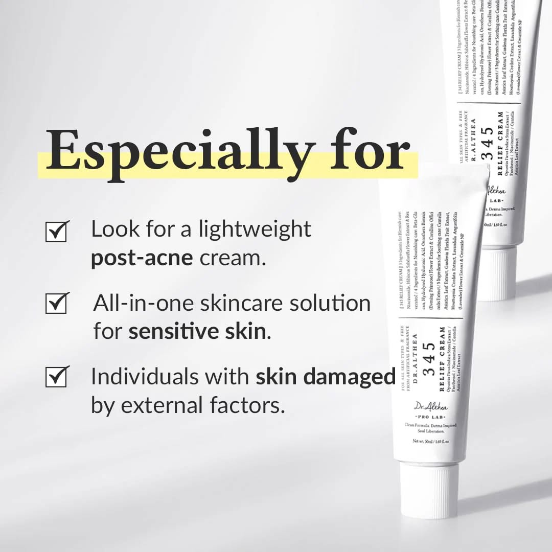 DR ALTHEA 345 Relief Cream with Opuntia Ficus & Niacinamide. Moisturizes, Removes Dark Spots, Blemishes, Post Acne Mark, Even the skin tone, Soothes Redness & Irritation & Regulates oil production