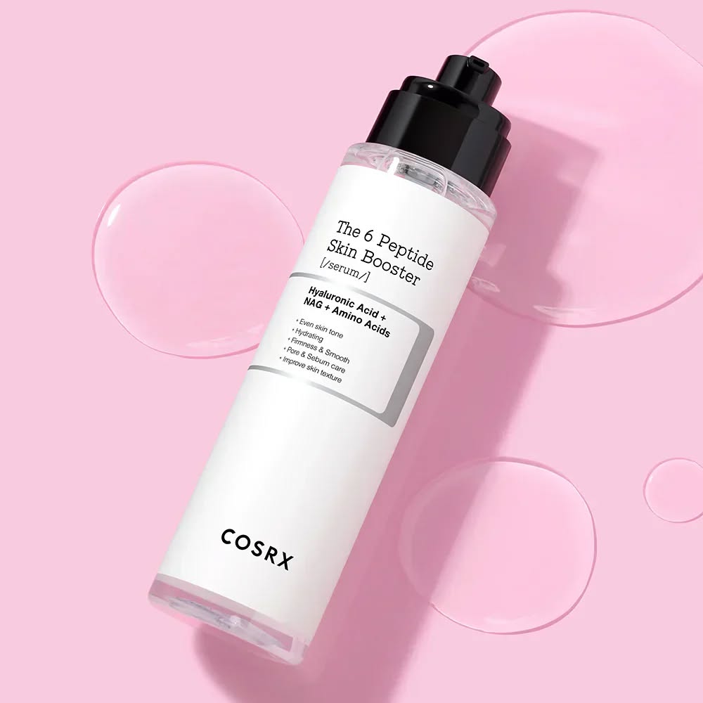 Cosrx The 6 Peptide Skin Booster Serum with Niacinamide. Moisturizes, Unclogs Pores, Smooth Wrinkles, Fine Lines, Firms, Soothes, Evens, Brightens, Clarifies, Reduce Pigmentation, Breakouts & Acne.