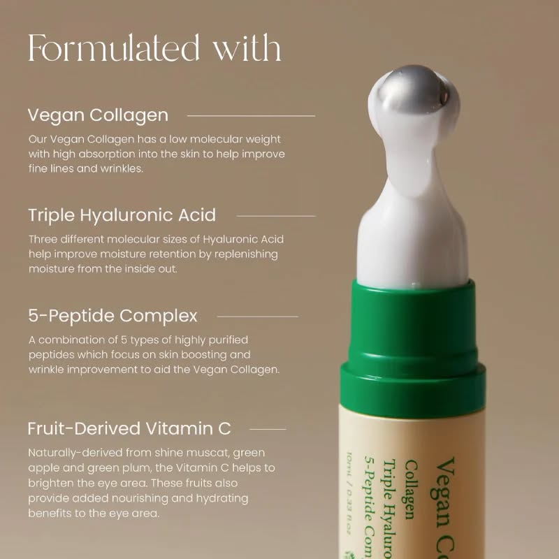 Axis Y Vegan Collagen Eye Serum. Moisturizes, Removes under-eye sagging, swelling, dark circles, eye wrinkles, puffiness, eye bags, brightens, smooths, softens and firms the eye area
