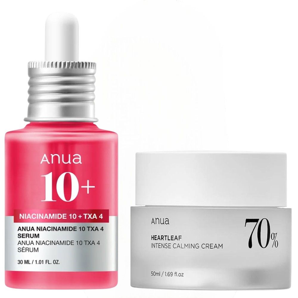 Anua Niacinamide 10 + TXA 4 Dark Spot Correcting Face Serum + Heartleaf 70% Calming Cream. Moisturizes, Brightens, Smooths & Calms Irritated Skin, Clarifies, Fade Dark Spots,Acne Scars, Blemish, Evens