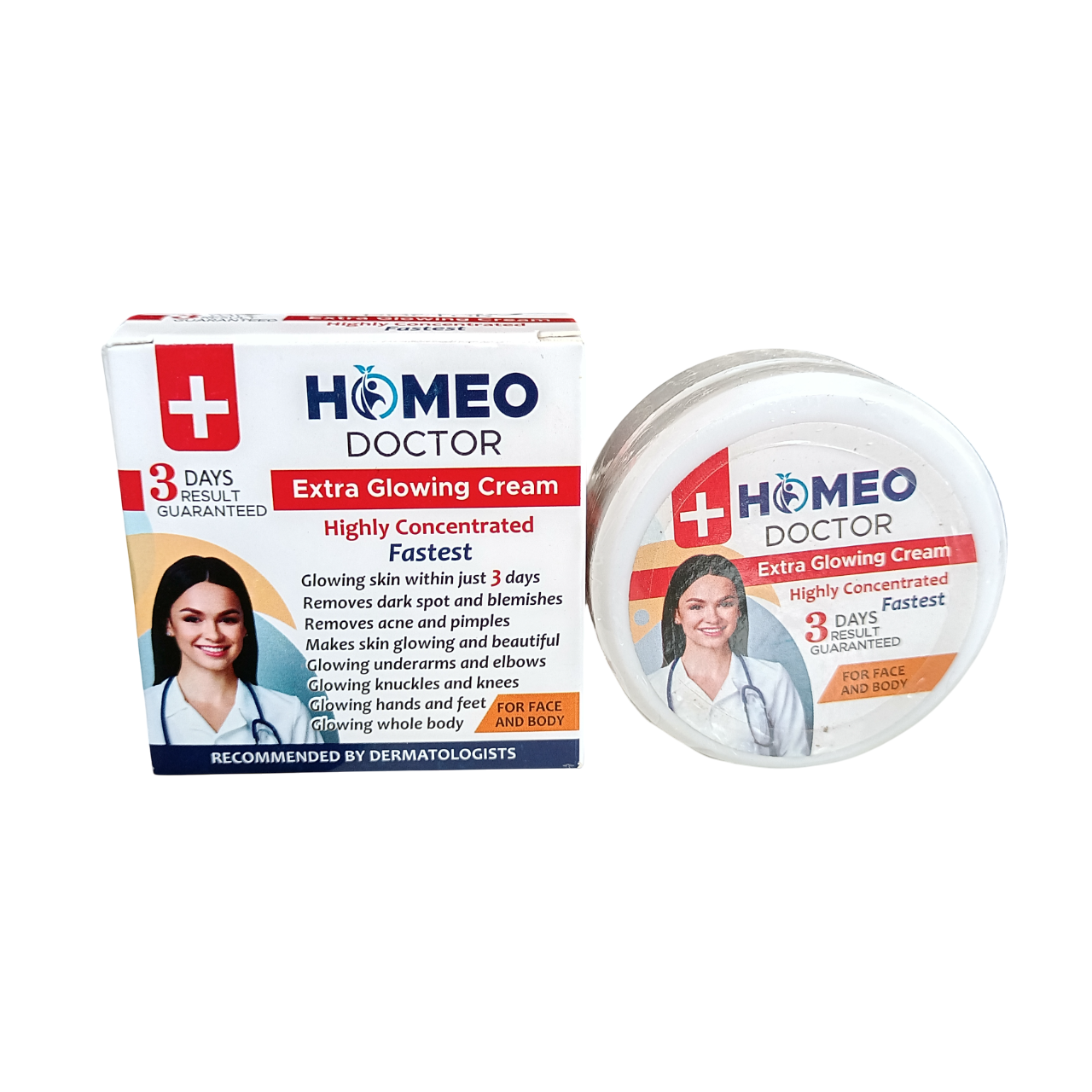Homeo Doctor Extra Glowing Face Cream. Moisturizes, Glows the skin, Removes Dark Spots, Blemishes, Pimples, Acne, Dark Knuckles & Dark Knees, Pigmentations and Evens the skin tone