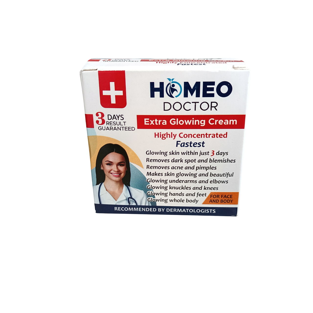 Homeo Doctor Extra Glowing Face Cream. Moisturizes, Glows the skin, Removes Dark Spots, Blemishes, Pimples, Acne, Dark Knuckles & Dark Knees, Pigmentations and Evens the skin tone