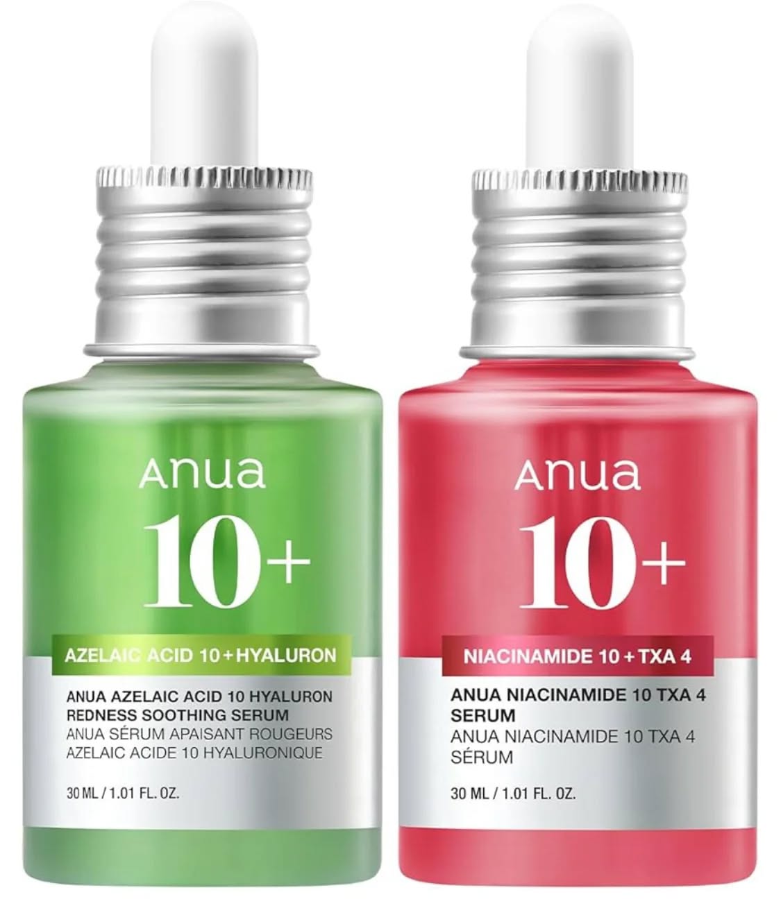 Anua Niacinamide 10% + TXA 4% + Face Serum For Dark Spots, Brightening, Hyperpigmentation & Moisturizing + Anua Azelaic Acid 10 + for treating Acne, Acne Marks, Hydrates, Soothing Irritation & Redness