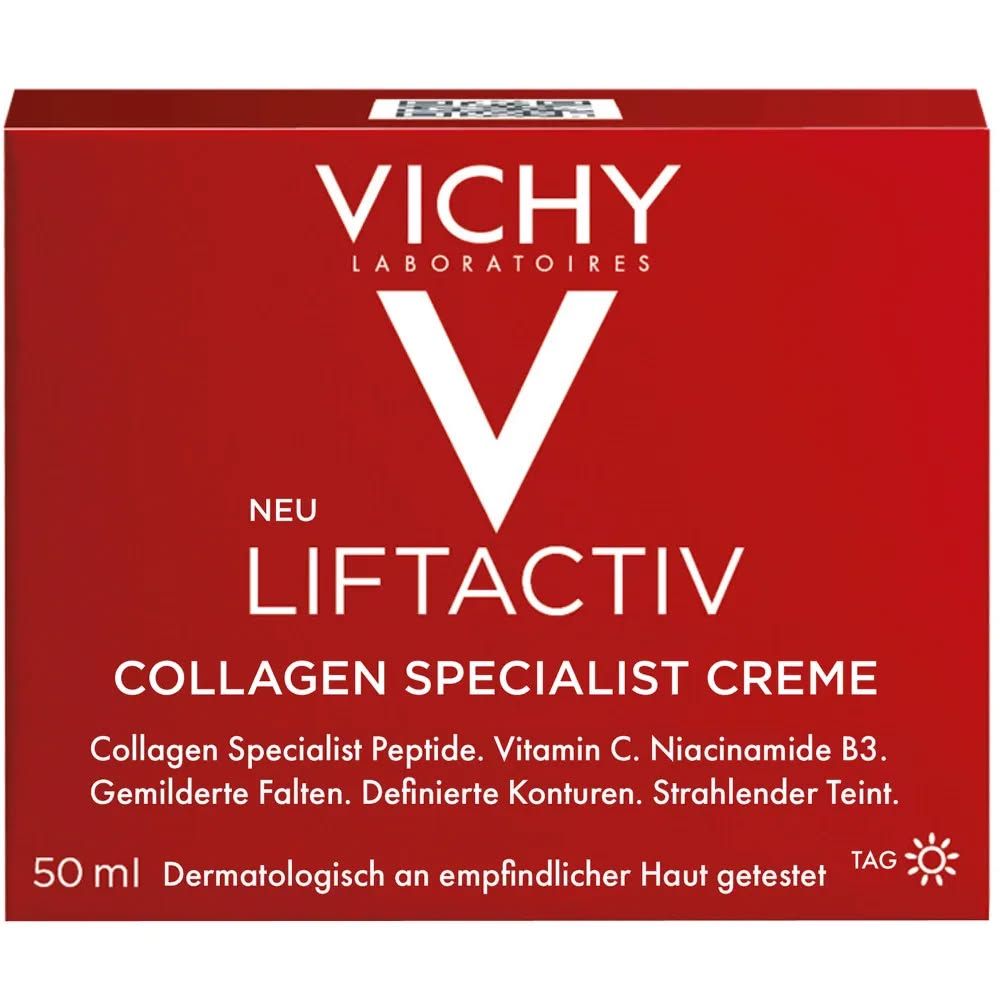 Vichy Vitamin C, Niacinamide B3 & Collagen Face Cream. Moisturizes, Removes Dark Spots, Hyperpigmentation, Wrinkles, Reduce signs of collagen loss, Redefines facial contours, Prevent aging, Brightens
