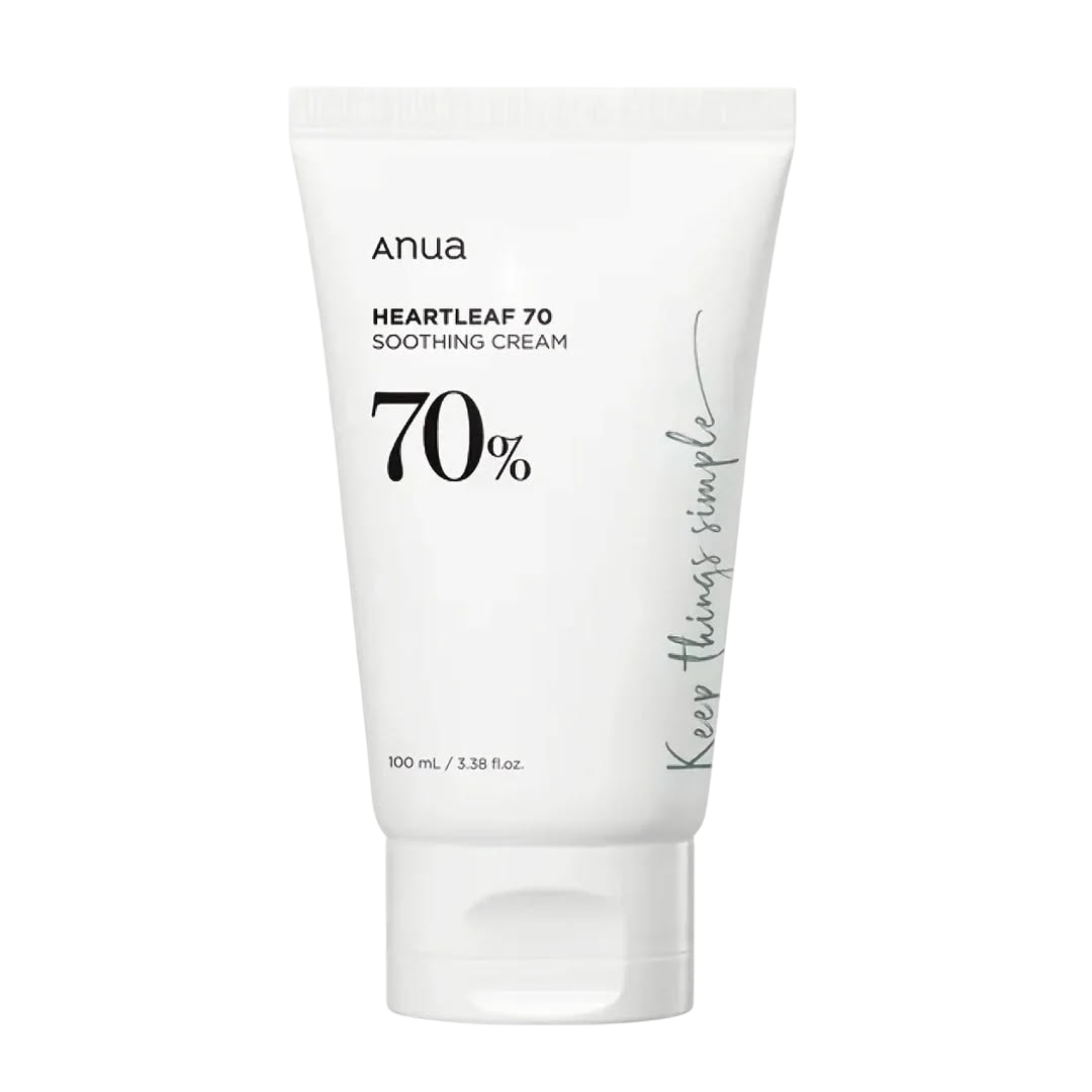 Anua Heartleaf 70% Soothing Cream 100ml with Panthenol. Moisturizes, Hydrates, Glows, Soothes & reduce redness, irritation and inflammation, Treats acne & heal existing lesions, Firms, Smoothen & Even