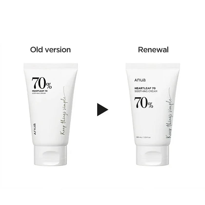 Anua Heartleaf 70% Soothing Cream 100ml with Panthenol. Moisturizes, Hydrates, Glows, Soothes & reduce redness, irritation and inflammation, Treats acne & heal existing lesions, Firms, Smoothen & Even