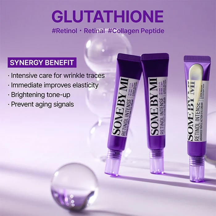 Some By Mi Retinol Intense Advance Triple Action Eye Cream with Niacinamide & Centella. Removes Dark Circles, Eye Wrinkles, Fine Lines, Prevent Pigmentations, Eye Spots, Firms, Smooths & Elasticity