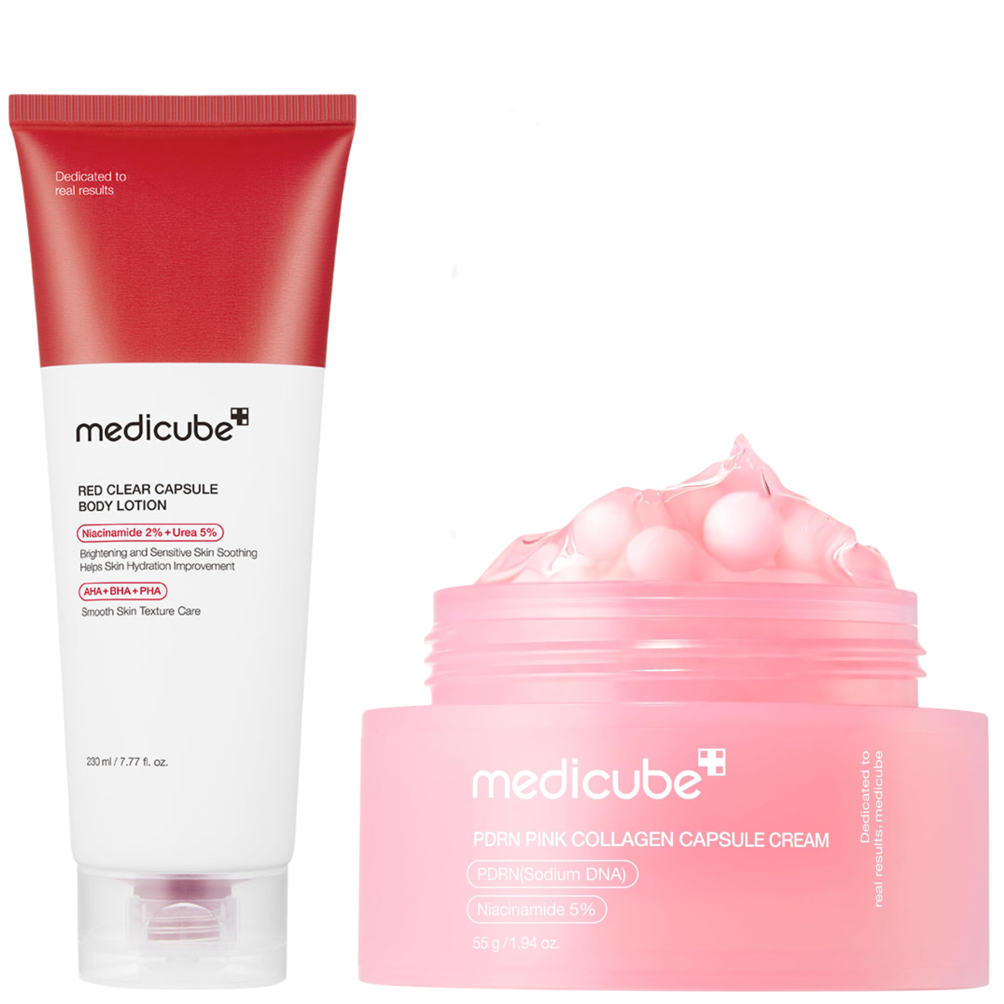 Medicube Red Clear Capsule Body Lotion with Niacinamide + PDRN Pink Collagen Capsule Cream with Niacinamide. Moisturizes, Removes Acne, Pigmentation, Dark Spots, Acne Scars, Blackheads, Exfoliates...