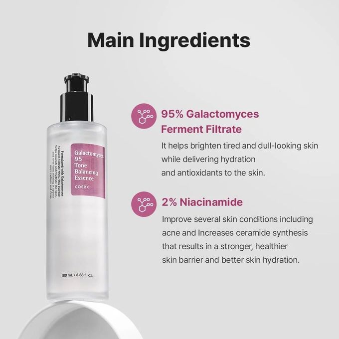 Cosrx Galactomyces & Niacinamide Tone Balancing Essence Serum. Deeply  Moisturizes. Brighten Dull Skin, Glows, Smooths, Evens The Skin Tone, Make Clear, Firms, Boost Radiance & Reduce Dark Circles