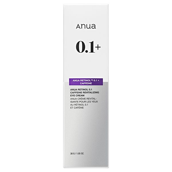 Anua Retinol 0.1 + Caffeine Revitalizing Eye Cream. Moisturizes, Removes Eye Shading & Smile lines, Eye Sagging, Dark circles, Eye Wrinkles, Puffiness, Smooths, firm and rejuvenate the eye area