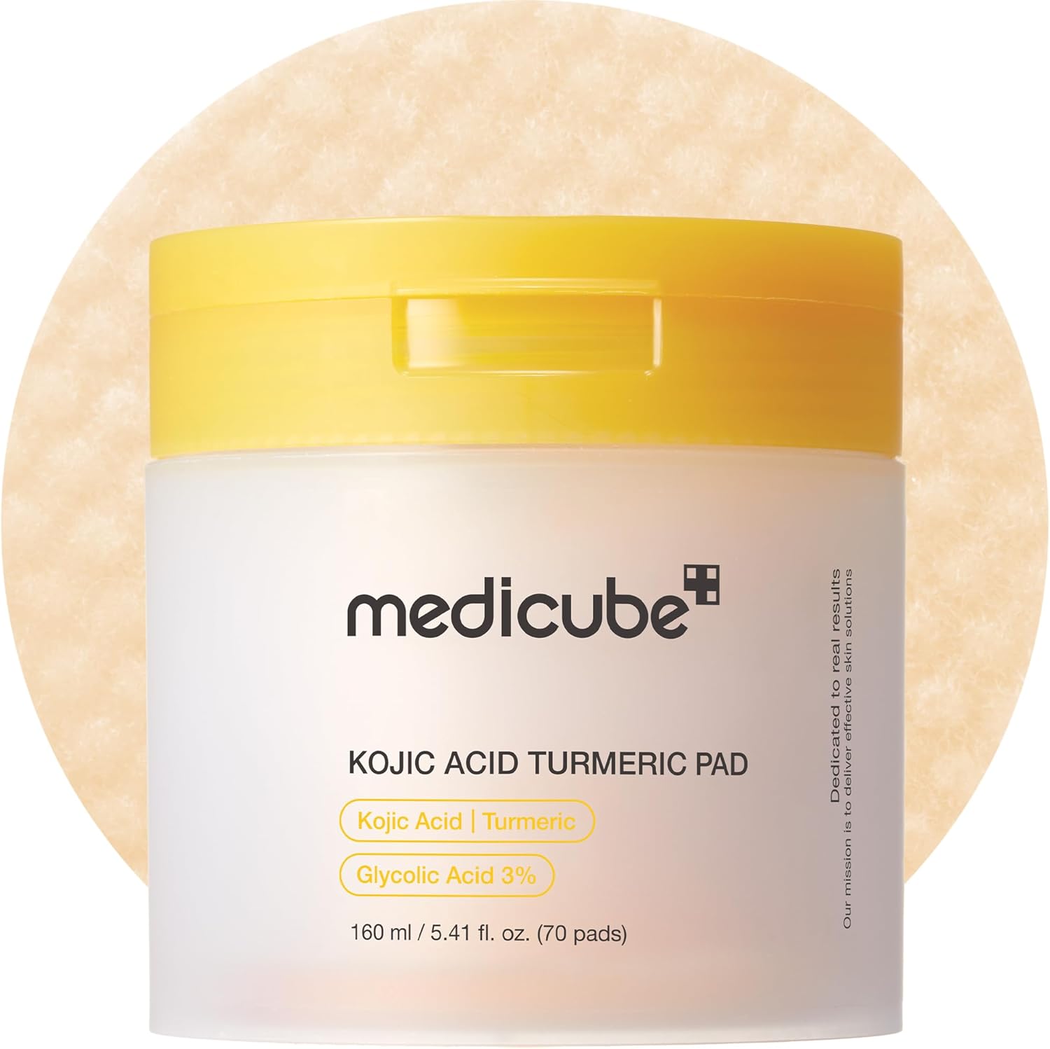 Medicube Kojic Acid Turmeric Pad with Glycolic acid(70 Pads). Glows, Brightens, Removes stubborn dark spots, Built-up dead skin cells, Impurities, Soothes, Even the skin tone, Smooths & Refines Pores