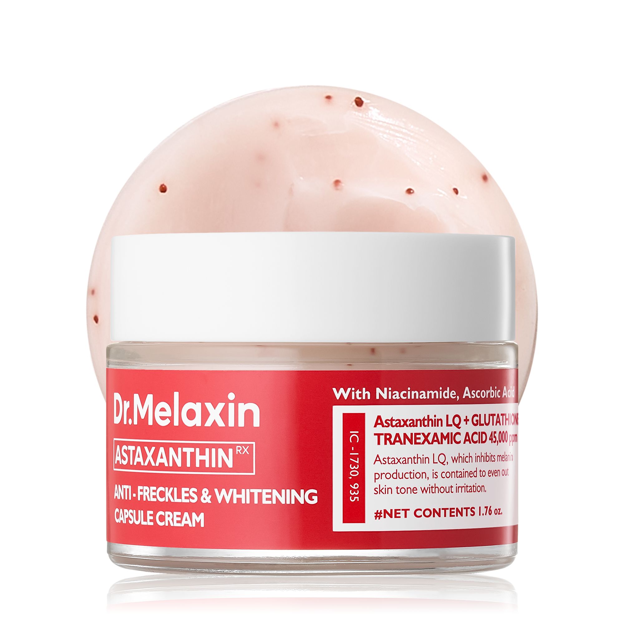 Dr Melaxin Astaxanthin Anti-Freckles Capsule Cream with Niacinamide, Vitamin C, Glutathione & TXA. Removes Dark Spots, Freckles, Pigmentations, Wrinkles, Brightens, Glows, Evens, Smooths, Moisturizes