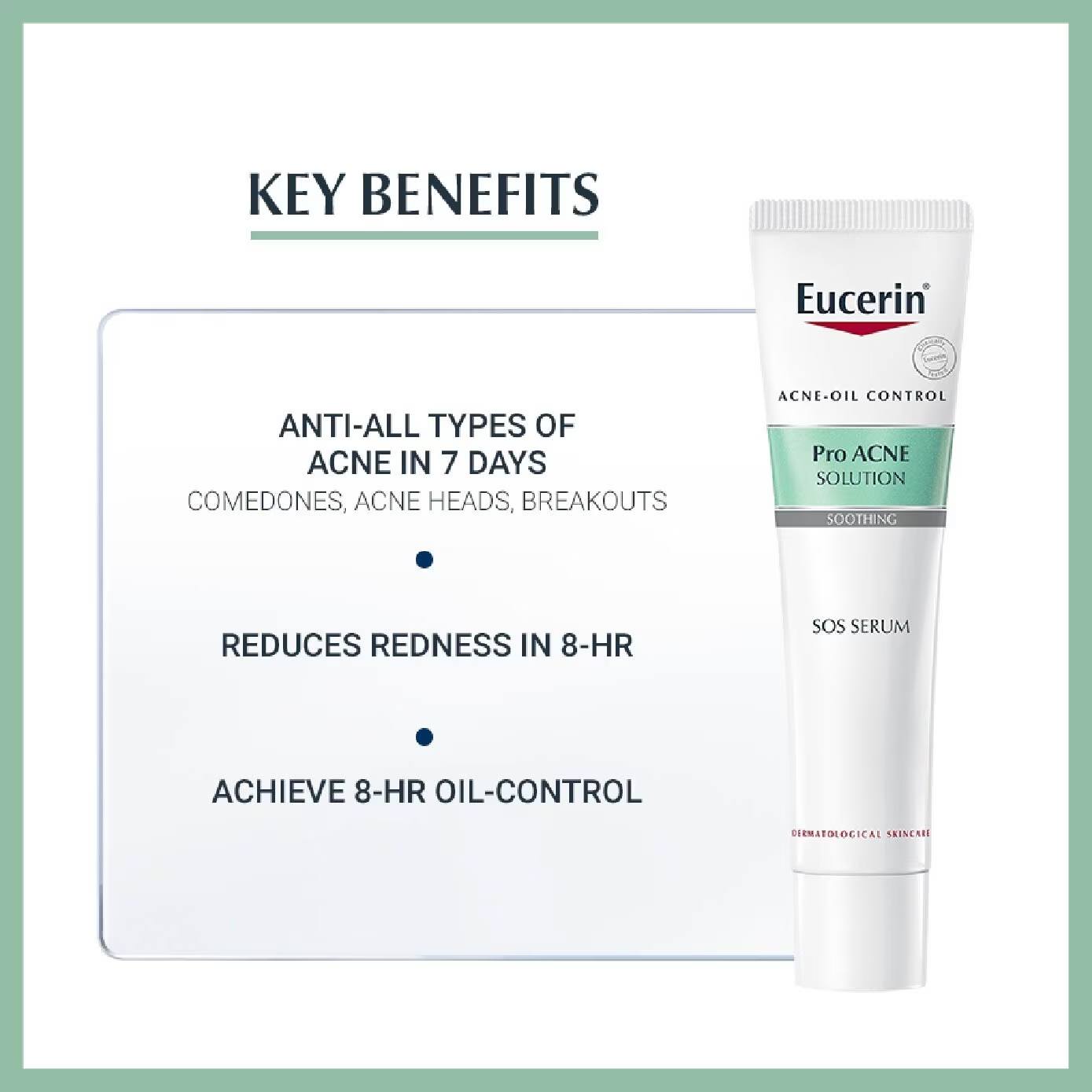 Eucerin Pro Acne SOS Serum. Treats Acne, Remove & prevent Acne, Breakouts, Comedones, Soothes redness, irritation, Controls sebum & oil secretion, Hydrates & prevent acne & Breakouts reappearance