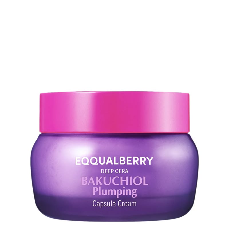 EQQUALBERRY Bakuchiol Plumping Capsule Cream with Niacinamide & Collagen. Moisturizes, Glows, Brighten, Prevent skin aging, Firms , Plumps, Evens, Moisturizes, Improve elasticity & Collagen production