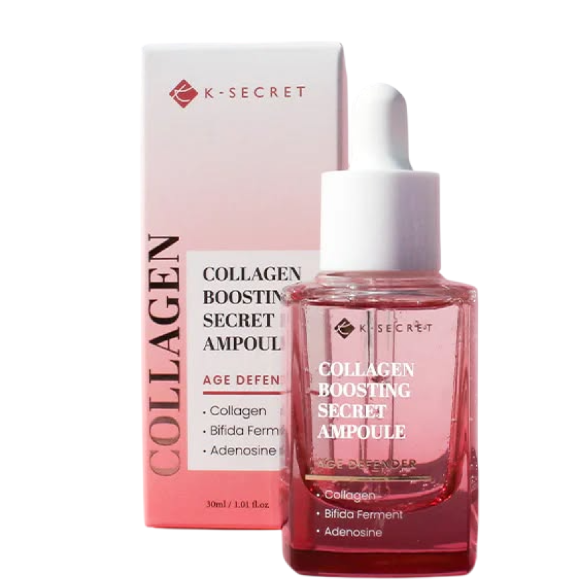 K SECRET Collagen Boosting Secret Ampoule. Moisturizes, Prevent skin aging, Remove wrinkles, Fine lines, Softens, Nourishes, Restore skin barrier, Increase skin elasticity & collagen production & Even