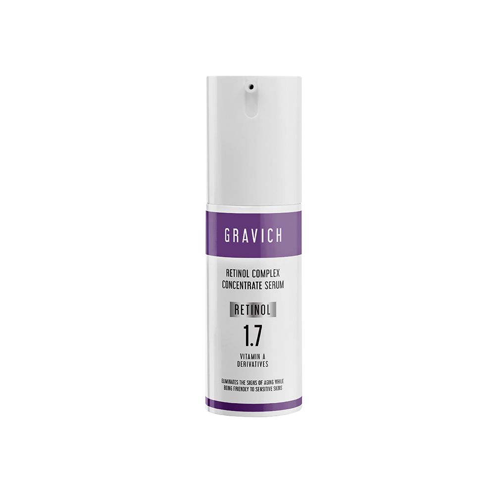 Gravich Retinol 1,7% Complex Concentrate Serum with Niacinamide. Moisturizes, Is anti-aging, Smooths Wrinkles, Fine Lines, Renews, Plumps, Soothes Irritation, Make skin young, Even, Smooth & Soft