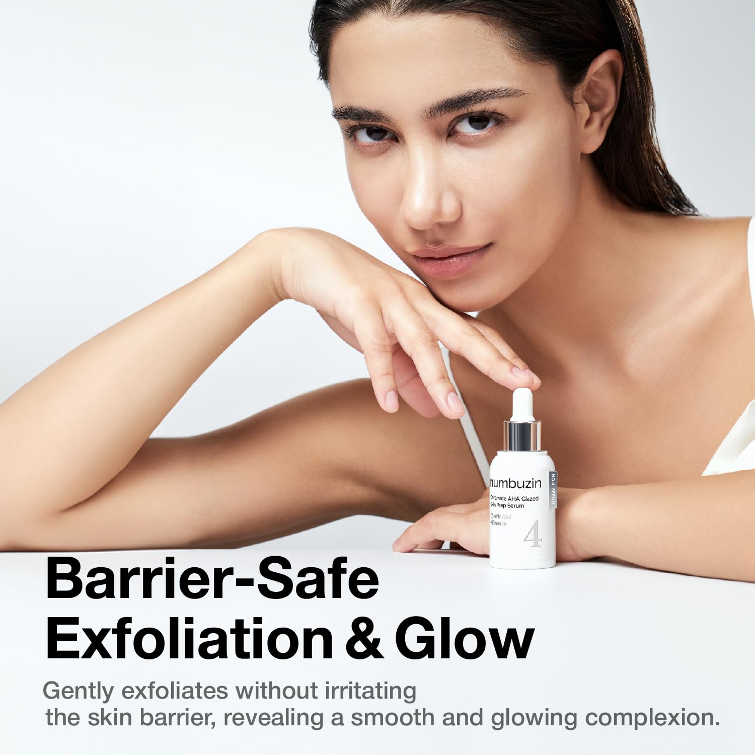 Numbuzin NO.4  Ceramide AHA Glazed Skin Prep Serum with Glycolic Acid. Brightens, Exfoliates, Moisturizes, Clarifies, Smooths & Softens, Refines the skin’s texture, Evens, Give skin a radiant, glow.