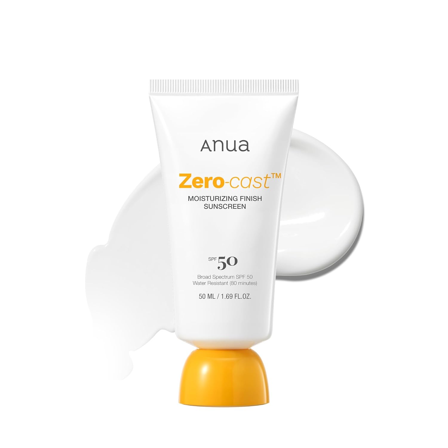 Anua Zero Cast Moisturizing Sunscreen SPF 50. Moisturizes, Shield your skin from harmful UV rays without leaving a white cast, Soothes the skin, Balances sebum, Glows & Is water Resistant