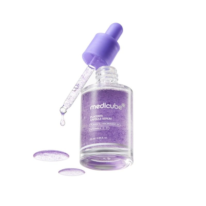 Medicube Placenta capsule serum with Niacinamide, Vitamin C, E & A. Moisturizes, Is anti-aging, Make skin young, Brightens, Glows, Removes Wrinkles, Fine lines, Dark spots, Softens, Smooths & Evens
