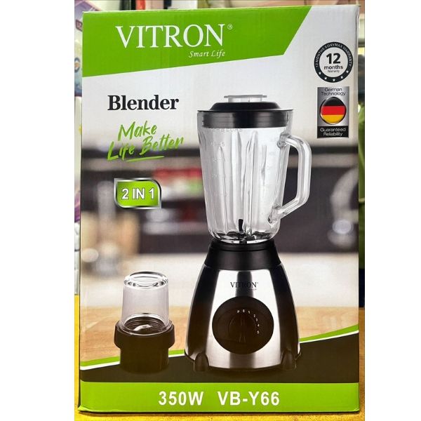 VB-Y66 2 In 1 Vitron blender 350W With 1.5L unbreakable Glass jar powerful 4 speed motor. with coffee/mill grinder