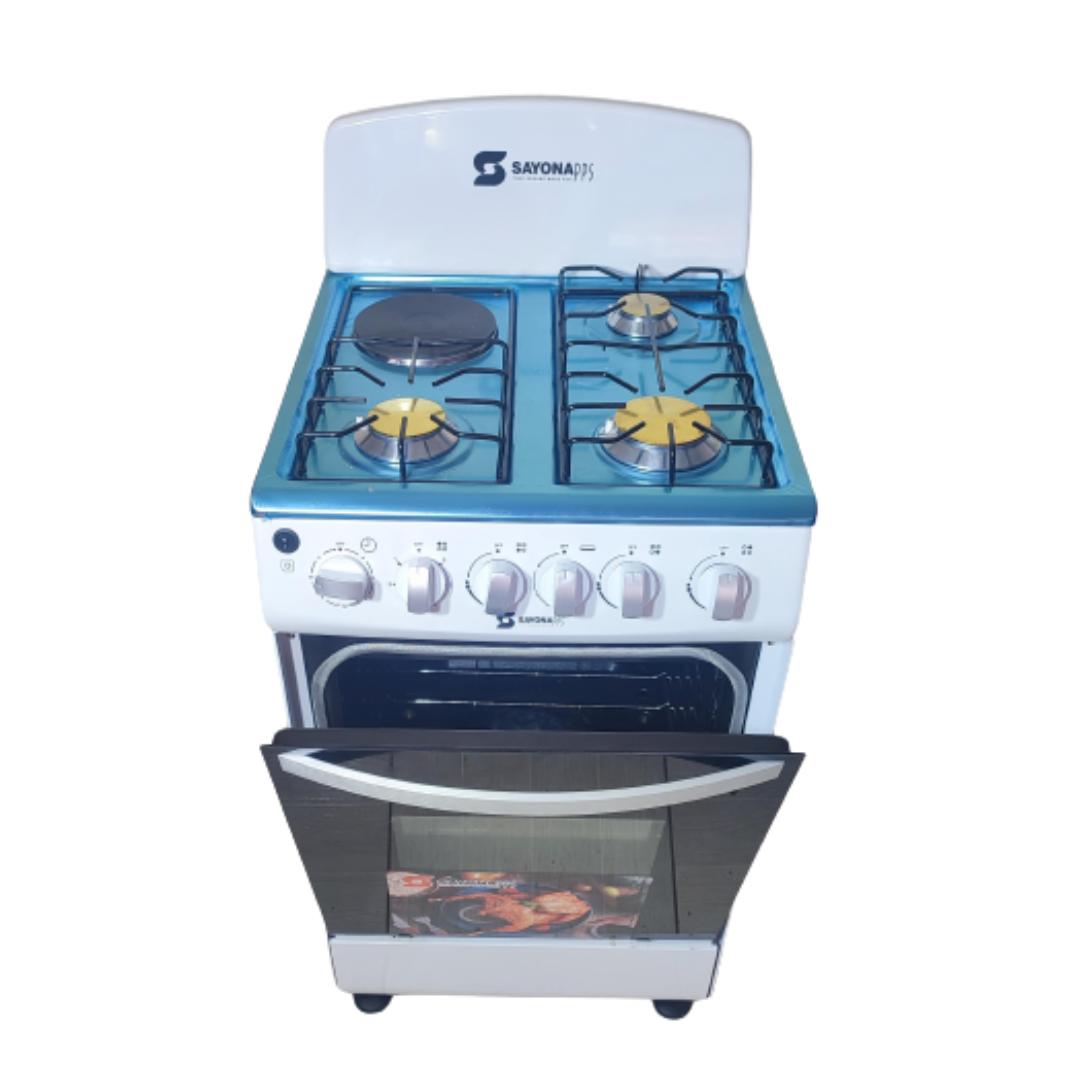 3gas + 1 Electric 50x50x84 Sayona standing cooker with electric oven and Auto Ignition