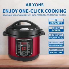 6L AILYONS Electric Pressure Cooker 6L EPC-601 Ailyons Elecrtic Pressure Cooker with Multi Function menu 6L Ailyons multifunction pressure cooker