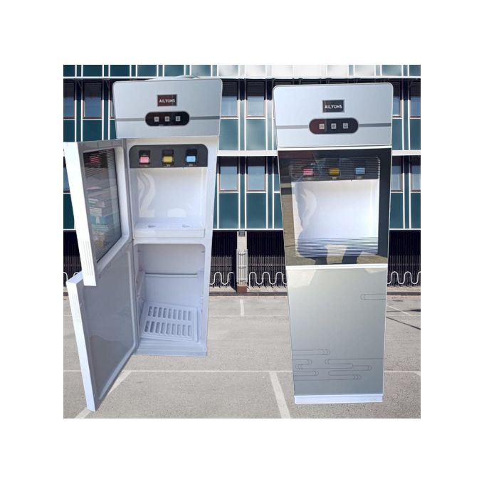 AILYONS AFK-112 3 Taps Hot & Cold & Normal Water Dispenser Heating capability: 5L/Hr 85 Degree Cooling capability: 0.8L/Hr 10 Degree Silicon water Outlet Pipe Electric Cooling     Hot & Col