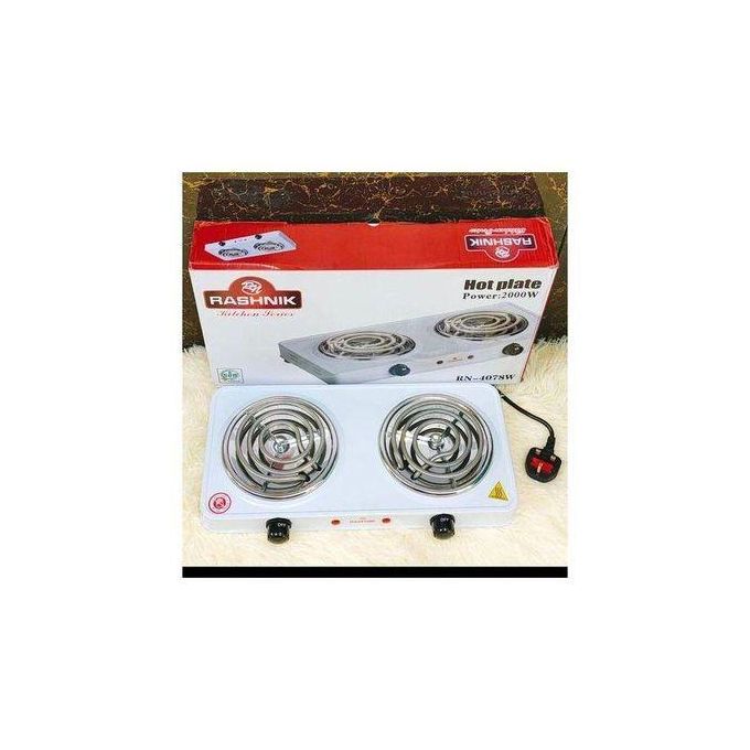 2000W Rashnik Spiral double Hot Plate Electric Sprial Hotplate Cooker double coil Electric Cook Rashnik Double Coil Burner -RN-4078W topr White