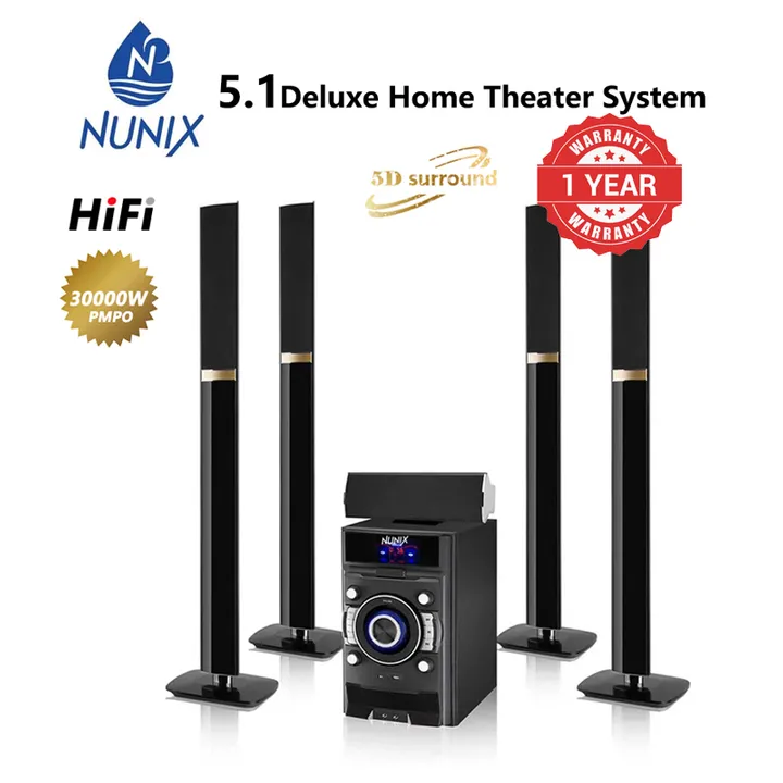 30000W PMPO Nunix NU-9090A 5.1 Deluxe Home Theatre System Nunix NU-9090A, 5.1CH 30000W Home Theatre System Subwoofer