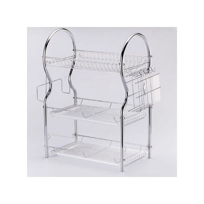 3 Tier kitchen Dish Rack Drainer Stainless Steel dishrack for plates and cups and spoon and knives holders
