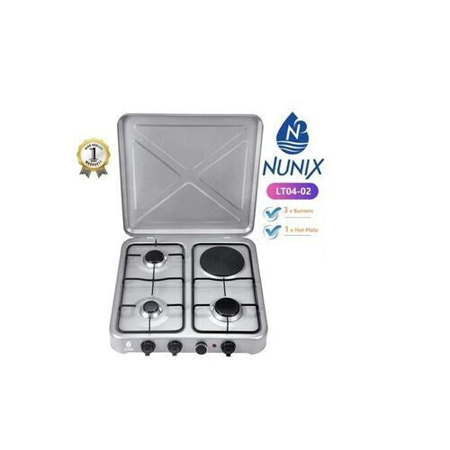 Nunix LT04-02 Table Gas cooker 3+1 Gas Burner 3 Gas plus 1 electric burner Table Top Gas Cooker auto ignition