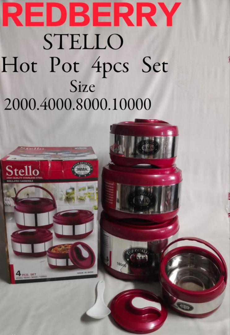 4pcs set stainless steel insulated Redberry Stello Hotpots with lids 2000ml 4000ml 8000ml and 10000ml sizes