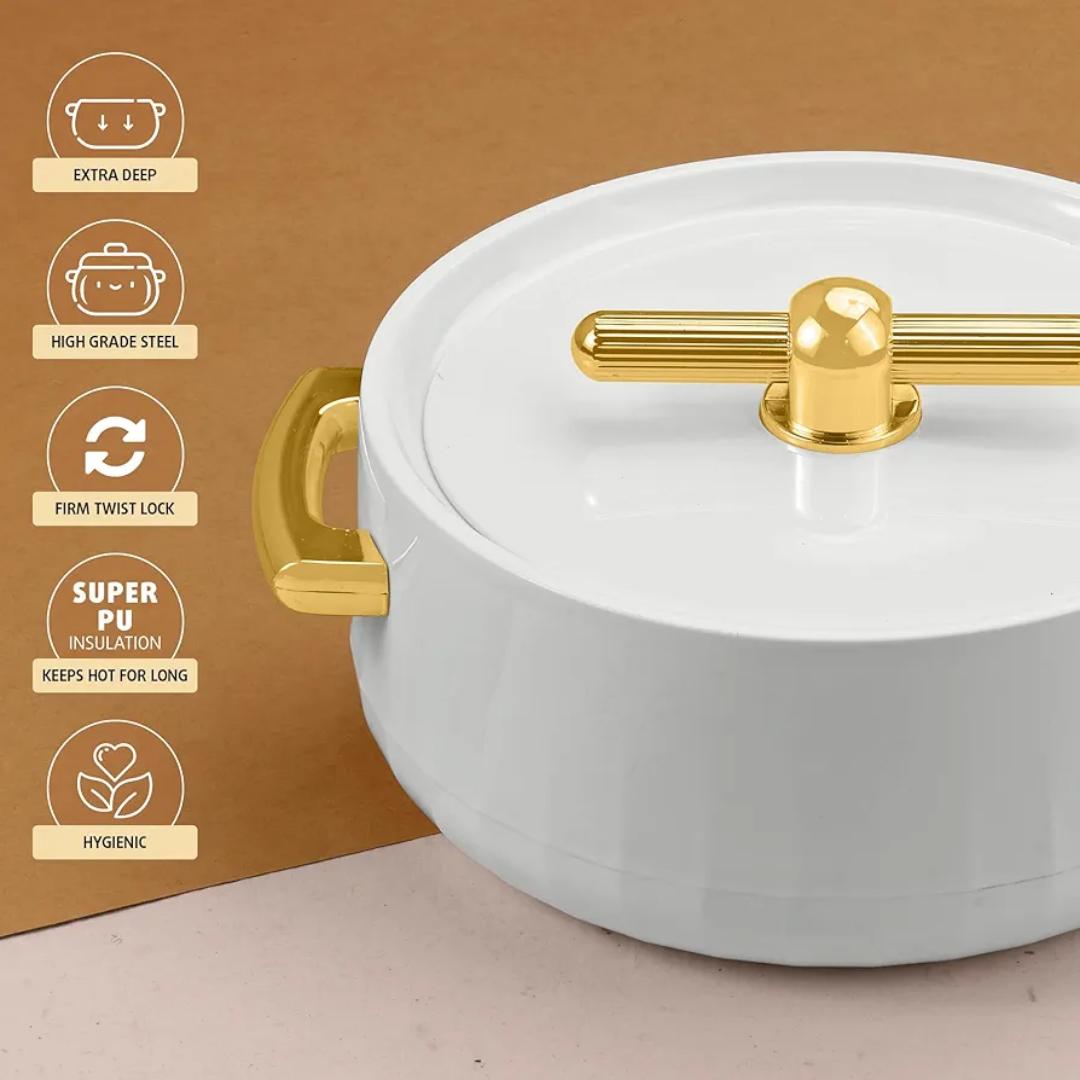 4pcs Selvel Nexus premium Gold Turkish Stainless steel insulated hotpots sizes 1000ml 1500ml  2500ml and 3500ml
