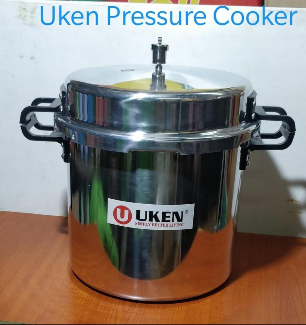 25 Litres Single handle  Uken Premium Aluminium Pressure cooker 25L Heavy Gauge Uken Pressure Cooker with glass lid - Silver
