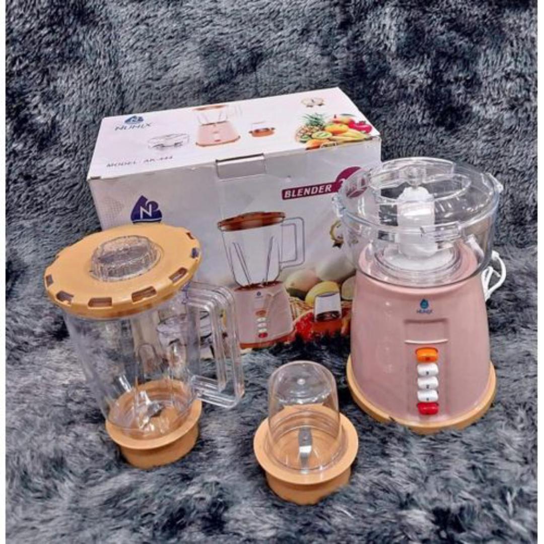 3 In 1 Nunix Blender with Grinder & Chopper Model AK-444 with 1.5L jar 450 watts durable powerful motor high-quality stainless steel blades  safety lock features and automatic overheating protection